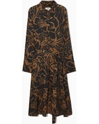 COS - Printed Midi Shirt Dress - Lyst