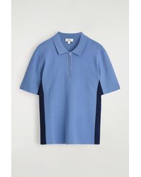 COS - Mesh-Panel Zip-Up Polo Shirt - Lyst
