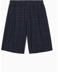 COS - Pleated Checked Seersucker Board Shorts - Lyst