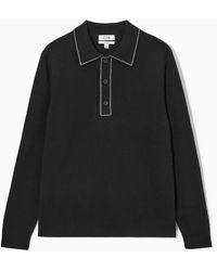COS - Contrast-stitch Wool Polo Shirt - Lyst