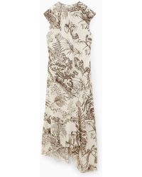 COS - Botanical-print Silk Dress - Lyst