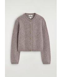 COS - Brushed-Cashmere Crew-Neck Cardigan - Lyst