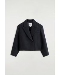 COS - Oversized Cropped Boiled Wool-Blend Blazer - Lyst