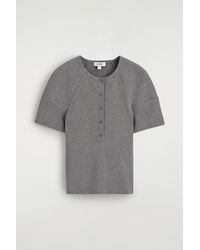 COS - Rounded Ribbed Jersey Henley Top - Lyst