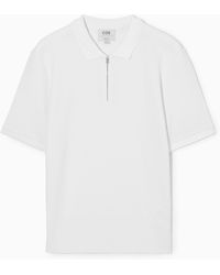 COS - Cotton-piqué Half-zip Polo Shirt - Lyst
