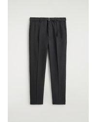 COS - Belted Wool-Blend Slim-Fit Trousers - Lyst