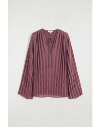 COS - Tie-Front Pleated Georgette Blouse - Lyst