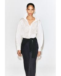 COS - Striped Cotton-Silk High-Collar Shirt - Lyst