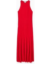 COS - Pleated Racer-neck Maxi Dress - Lyst