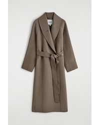 COS Bouclé Belted Coat in Natural | Lyst