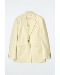 COS - Regular Longline Linen-blend Blazer - Lyst