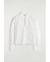 COS - Draped-Collar Cotton Blouse - Lyst