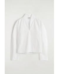 COS - Draped-Collar Cotton Blouse - Lyst