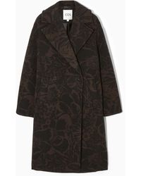 COS - Oversized Double-breasted Floral-print Wool Coat - Lyst