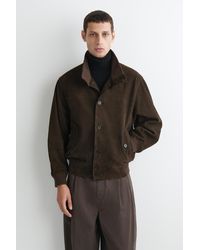COS - Suede Funnel-Neck Bomber Jacket - Lyst