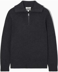 COS - Wool And Cotton-blend Half-zip Jumper - Lyst