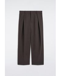 COS - Pleated Cotton Relaxed-Fit Wide-Leg Trousers - Lyst