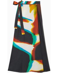 COS Printed Silk-blend Maxi Wrap Skirt - Black