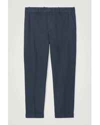 COS - Turn-up Tapered Twill Trousers - Lyst