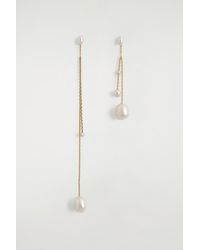 COS - Boucles D'Oreilles À Chaînes Et Perles De Culture - Lyst