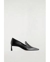 COS - Angular Leather Heeled Loafers - Lyst