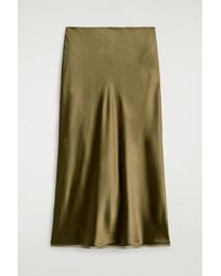 COS - Bias-Cut Satin Midi Skirt - Lyst