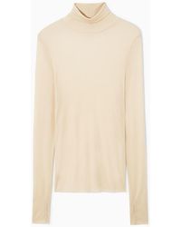 COS - Semi-sheer Pure Silk Roll-neck Top - Lyst