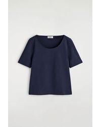COS - Slim Scoop-Neck Cotton T-Shirt - Lyst