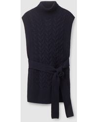 COS Cable Knit Roll-neck Belted Vest - Blue