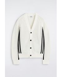 COS - Striped Open-Knit Cotton Cardigan - Lyst