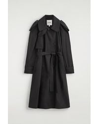 COS - Funnel-Neck Cotton Trench Coat - Lyst