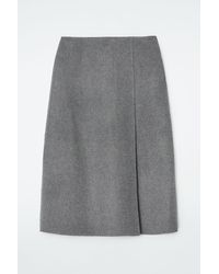 COS - Double-faced Wool Midi Skirt - Lyst