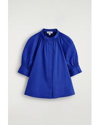 COS - Smocked Puff-Sleeve Blouse - Lyst