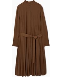COS - Pleated Wool-blend Shirt Dress - Lyst