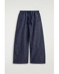 COS - Denim Wide-leg Drawstring Trousers - Lyst