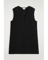 COS - Boiled Wool V-Neck Mini Dress - Lyst
