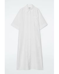 COS - Oversized Short-sleeved Linen Midi Dress - Lyst