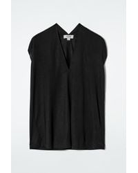 COS - Draped V-Neck Top - Lyst