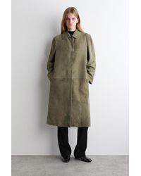COS - Mantel Aus Veloursleder Mit Kragen - Lyst