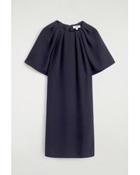 COS - Gathered Short-Sleeved Mini Dress - Lyst