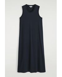 COS - Ruffled Cotton Midi Dress - Lyst