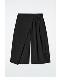 COS - Belted Wrap-Front Cotton Shorts - Lyst