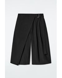 COS - Belted Wrap-Front Cotton Shorts - Lyst
