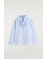 COS - Ruffle-Collar Seersucker Blouse - Lyst