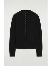 COS - Merino Wool Funnel-Neck Cardigan - Lyst