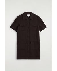 COS - Pocket-Detail Knitted Cotton Mini Dress - Lyst