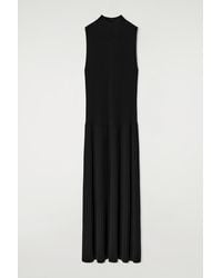 midi knit long sleeve dress Long Sleeve Shimmer Knit Midi Dress In Bronze Black