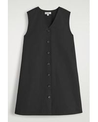 COS - Buttoned Pima Cotton Mini Dress - Lyst