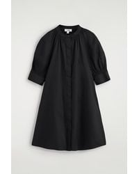 COS - Smocked Puff-Sleeve Shirt Dress - Lyst