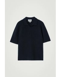 COS - Open-Collar Bouclé-Knit Polo Shirt - Lyst